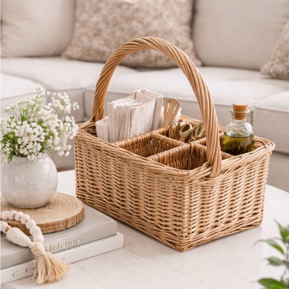 Picnic basket w/divided storage - Picture 2 of 7